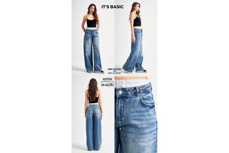 Джинсы женские IT'S BASIC JEANS 2989-FULL WIDE LEG BOXER СИНИЙ