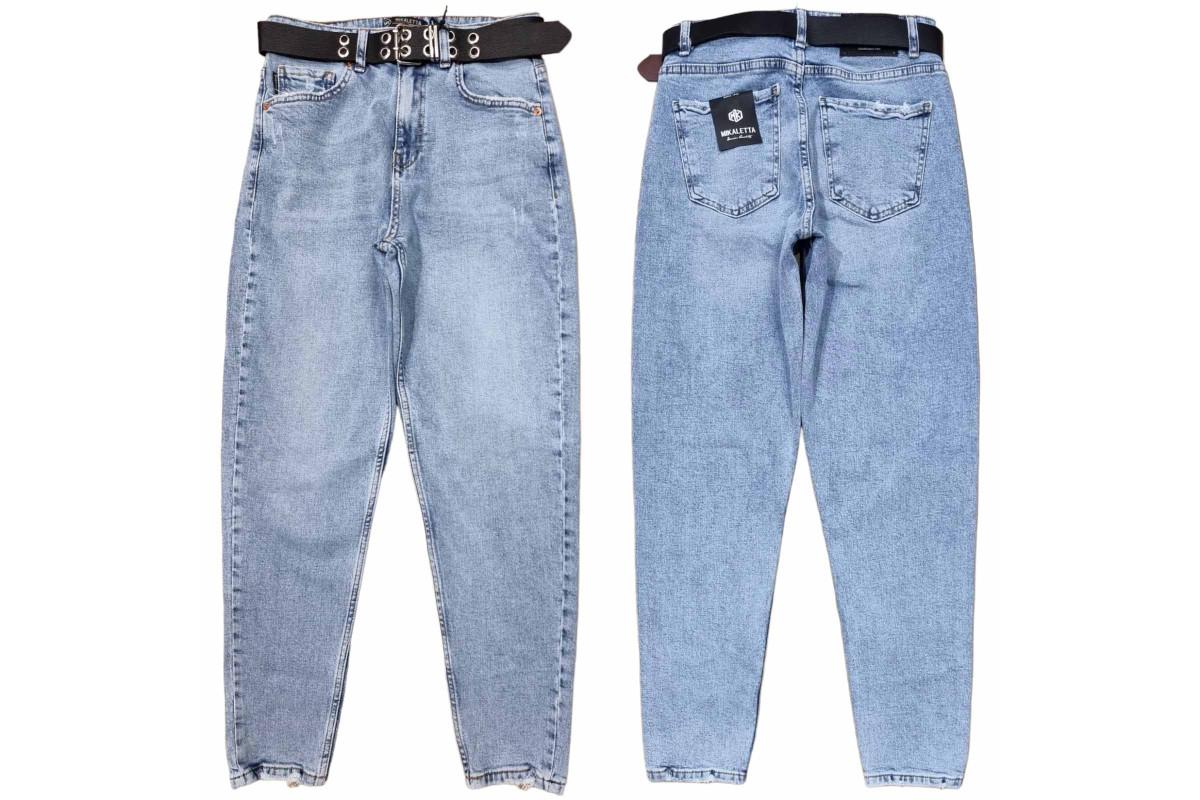 Фото Джинси жіночі MIKALETTA JEANS 3079 MOM Блакитний з чорним поясом from official site OSKAR™
