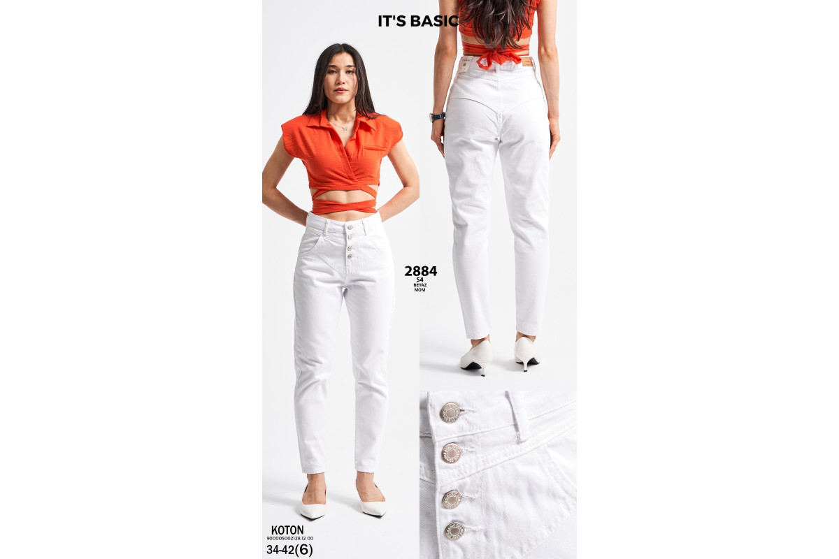 Фото Джинси жіночі IT'S BASIC JEANS 2884 МОМ БІЛИЙ from official site OSKAR™