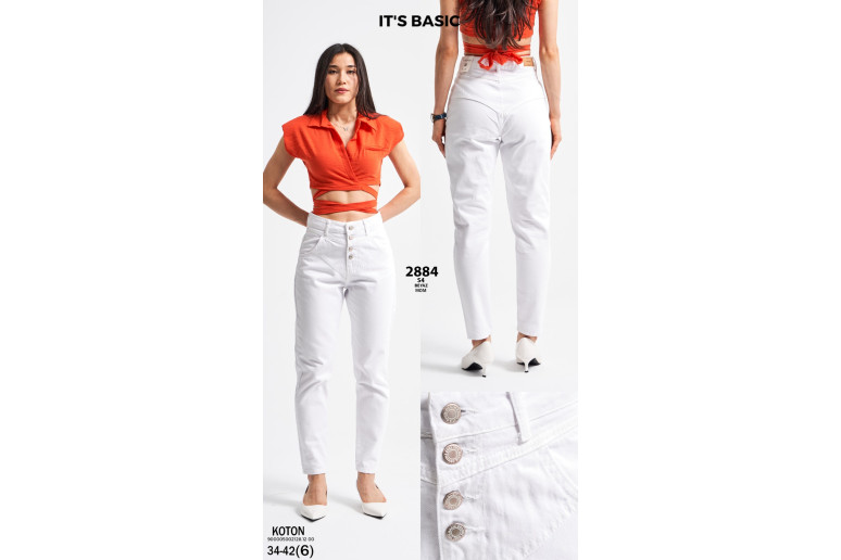 Джинсы женские IT'S BASIC JEANS 2884 МОМ БЕЛЫЙ