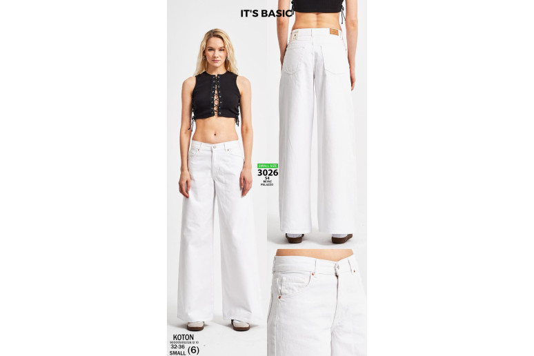 Джинсы женские IT'S BASIC JEANS 3026 PALAZZO WHITE