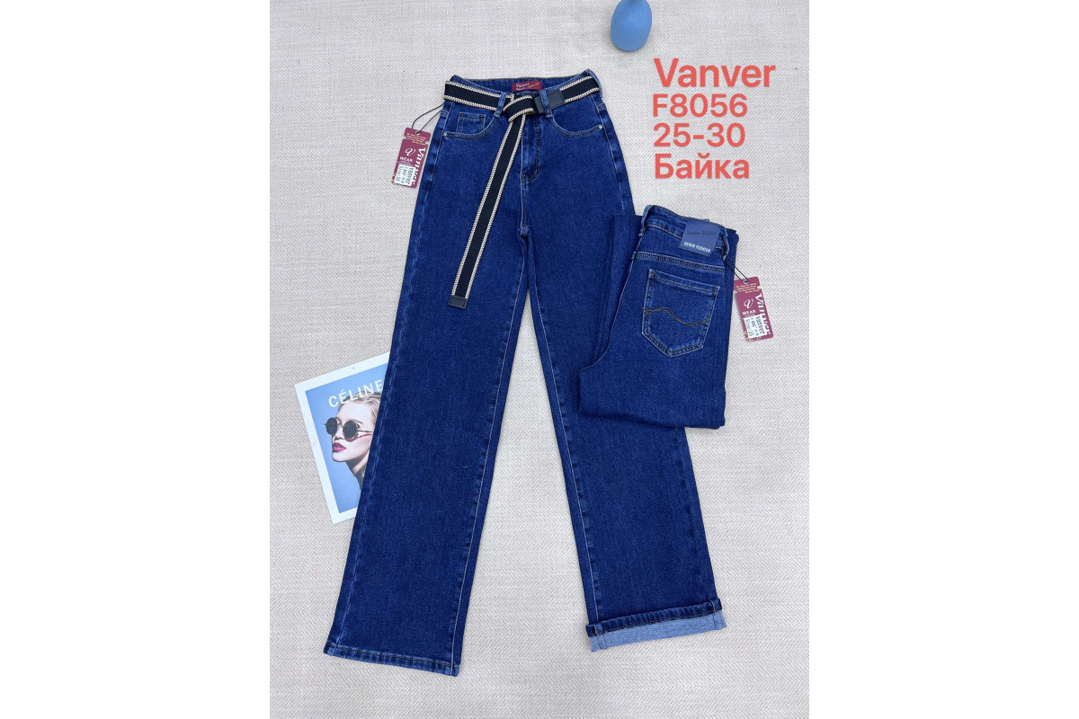 Фото Джинсы женские VANVER JEANS 8056 WIDE LEG НА БАЙКЕ from official site OSKAR™