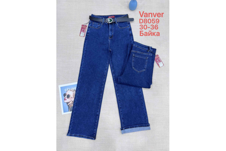 Джинсы женские VANVER JEANS 8059 WIDE LEG НА БАЙКЕ