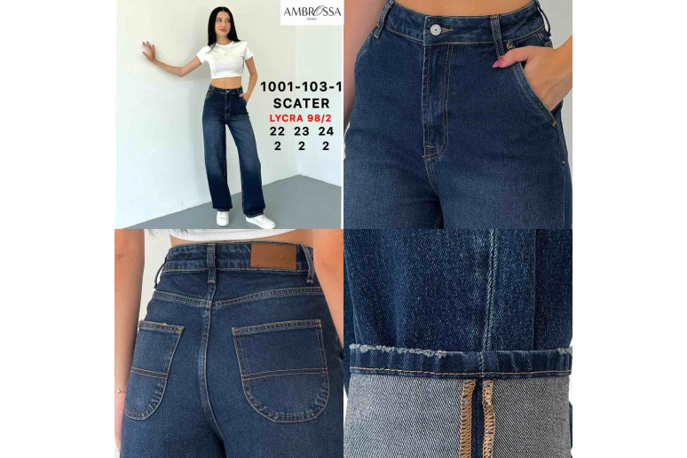 Джинсы женские подростковые AMBROSSA JEANS 103-1 SKATER