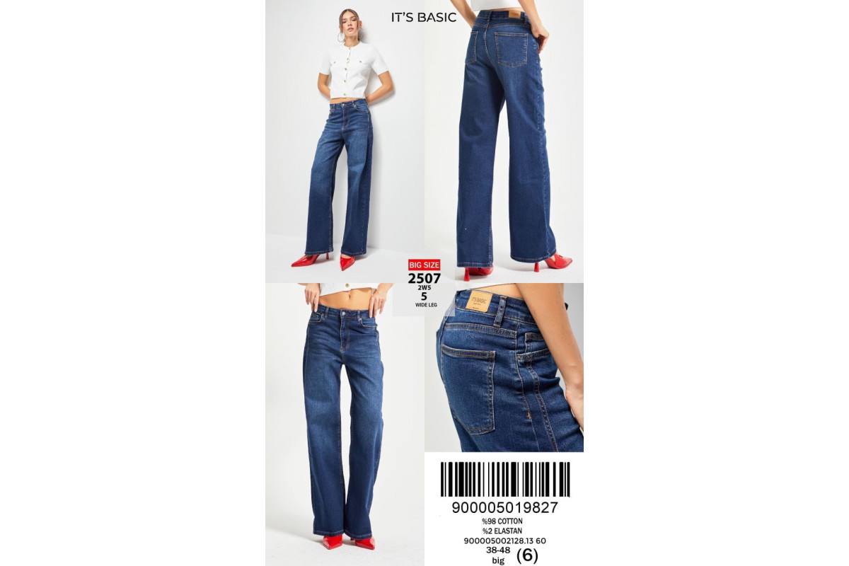 Фото Джинсы женские IT'S BASIC JEANS 2507-5 Wide Leg СИНИЙ from official site OSKAR™