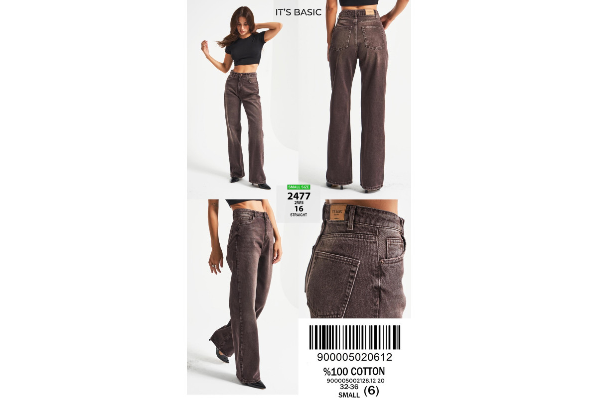 Фото Джинси жіночі IT'S BASIC JEANS 3585 STRAIGHT FIT НА БАЙЦІ ГРАФІТ from official site OSKAR™