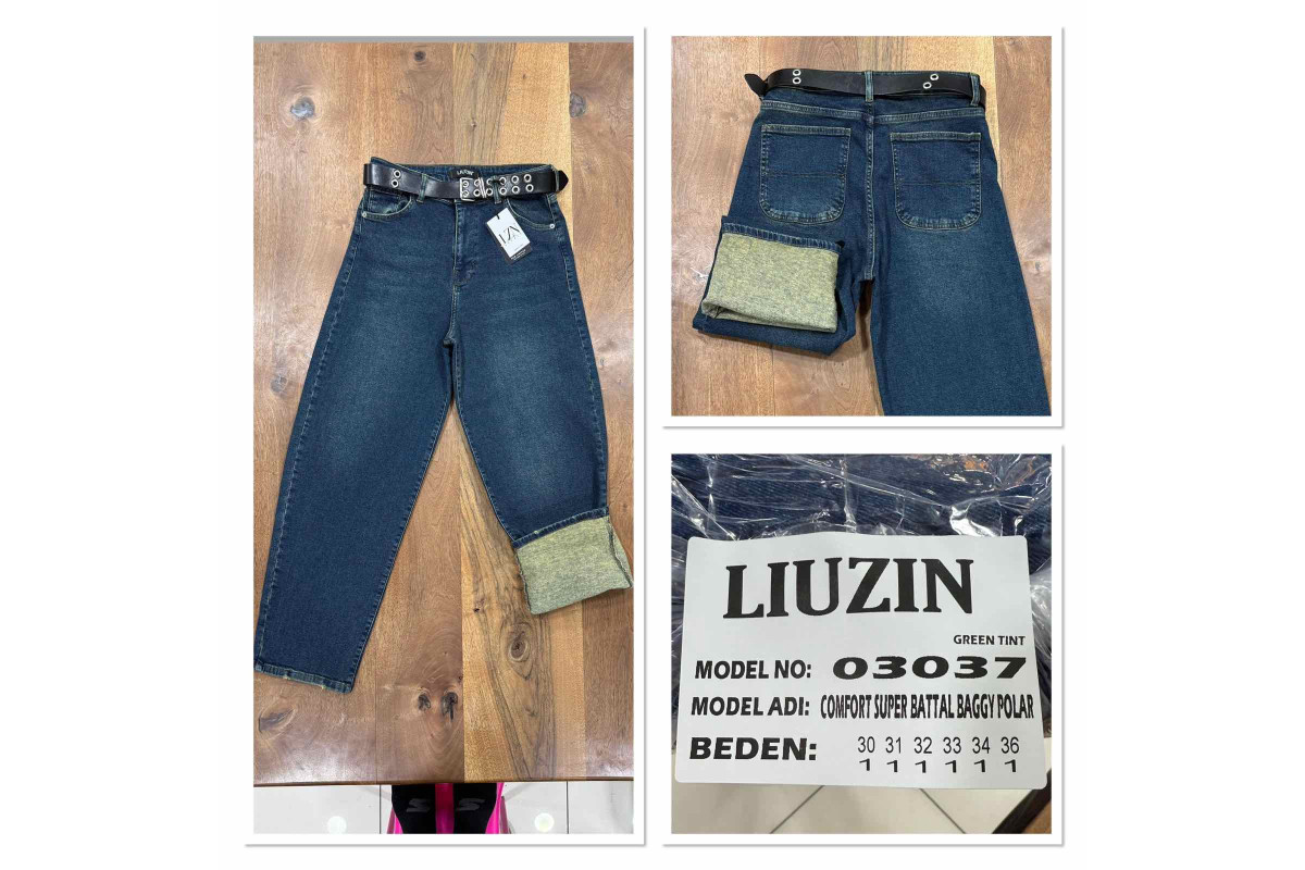 Фото Джинсы женские LIUZIN JEANS 03037 BAGGY НА БАЙКЕ GREEN from official site OSKAR™