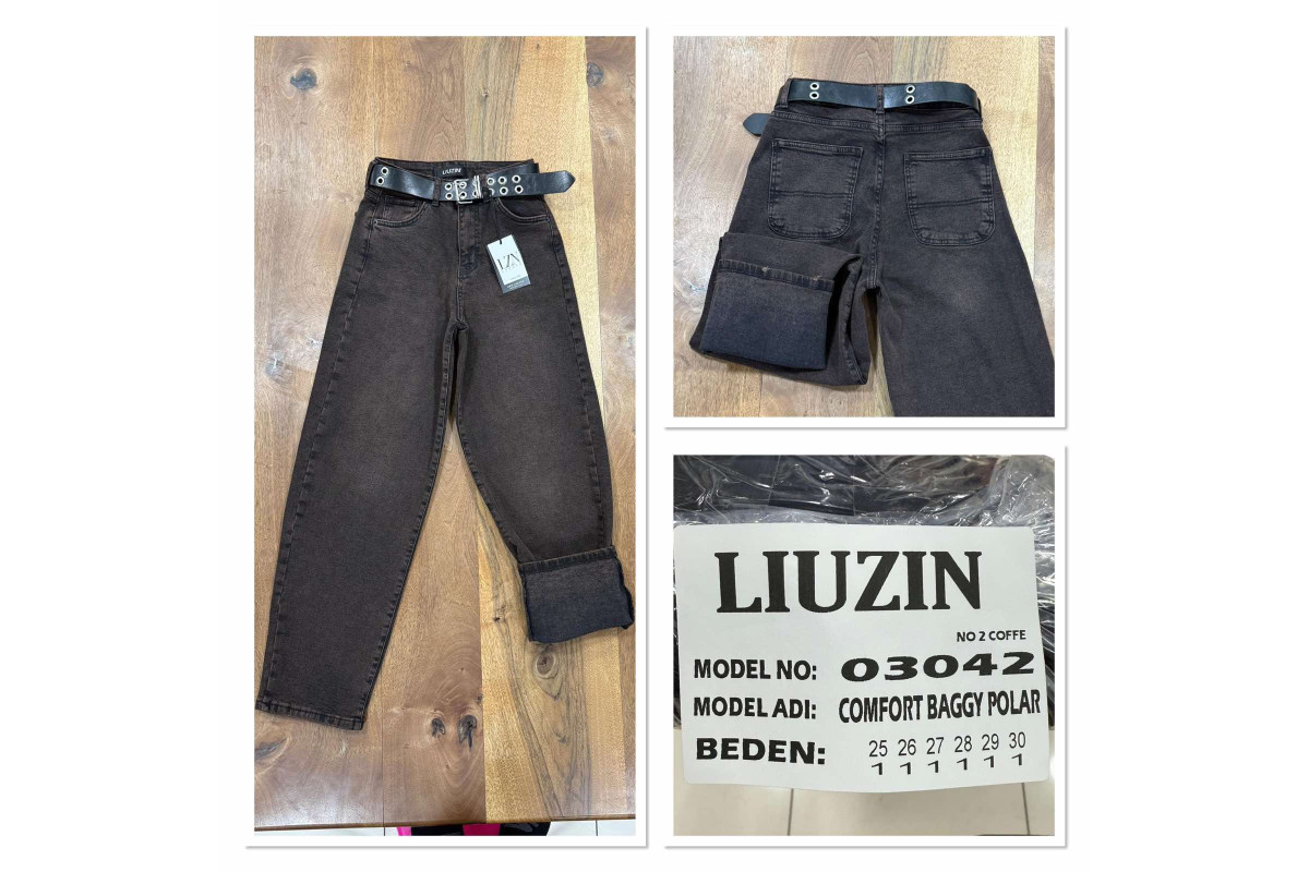 Фото Джинсы женские LIUZIN JEANS 03042-2 BAGGY НА БАЙКЕ from official site OSKAR™