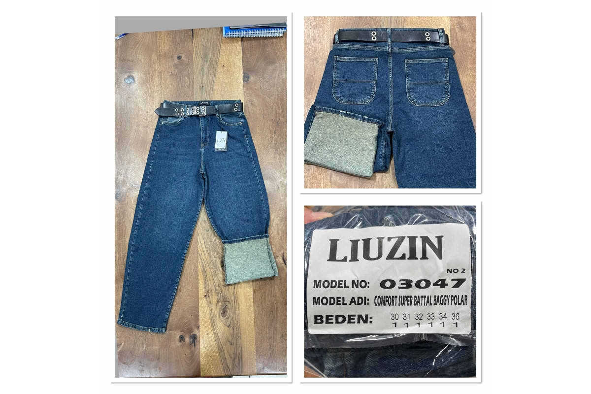 Фото Джинсы женские LIUZIN JEANS 03047-2 BAGGY НА БАЙКЕ TINT from official site OSKAR™