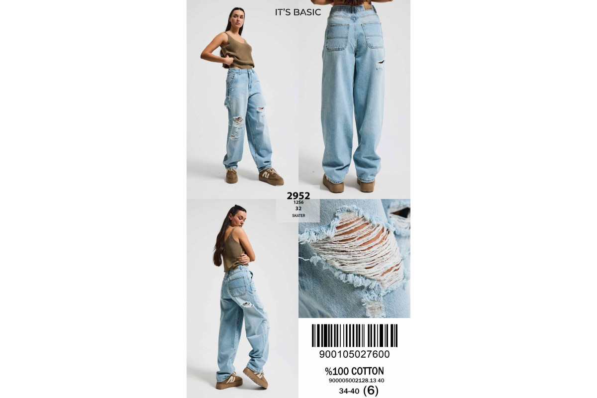 Фото Джинсы женские IT'S BASIC JEANS 2952-32 WIDE LEG SKATER from official site OSKAR™