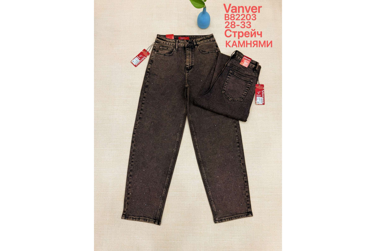 Фото Джинсы женские VANVER JEANS 82203 BAGGY С КАМНЯМИ from official site OSKAR™
