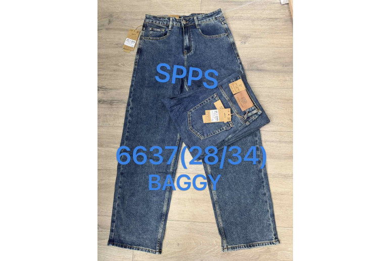 Джинси чоловічі SPP'S DENIM JEANS 6637 BAGGY ІЗ ЗЕЛЕНЦЕЮ