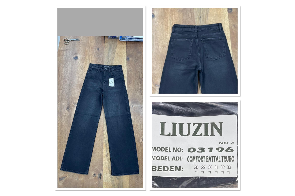 Фото Джинси жіночі підліткові LIUZIN JEANS 03196-2 BAGGY ТРУБА ЧОРНИЙ from official site OSKAR™