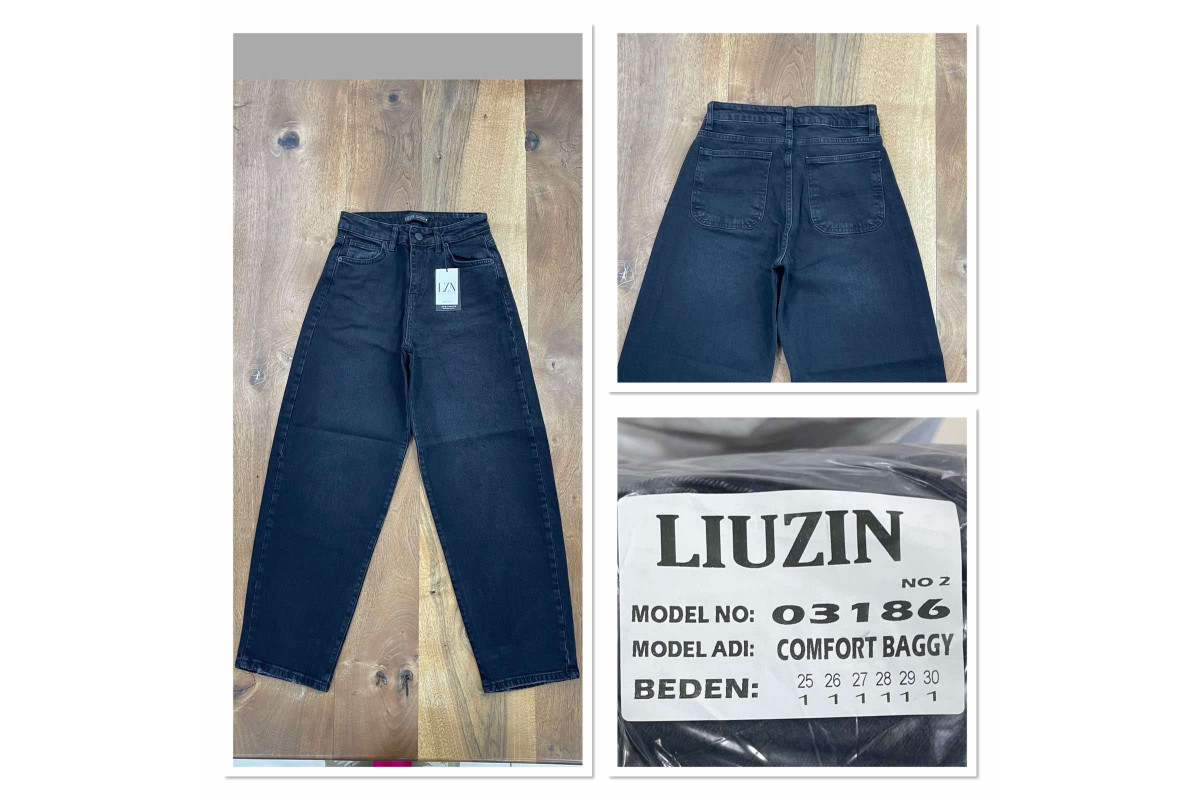 Фото Джинси жіночі LIUZIN JEANS 03186-2 BAGGY ЧОРНИЙ from official site OSKAR™