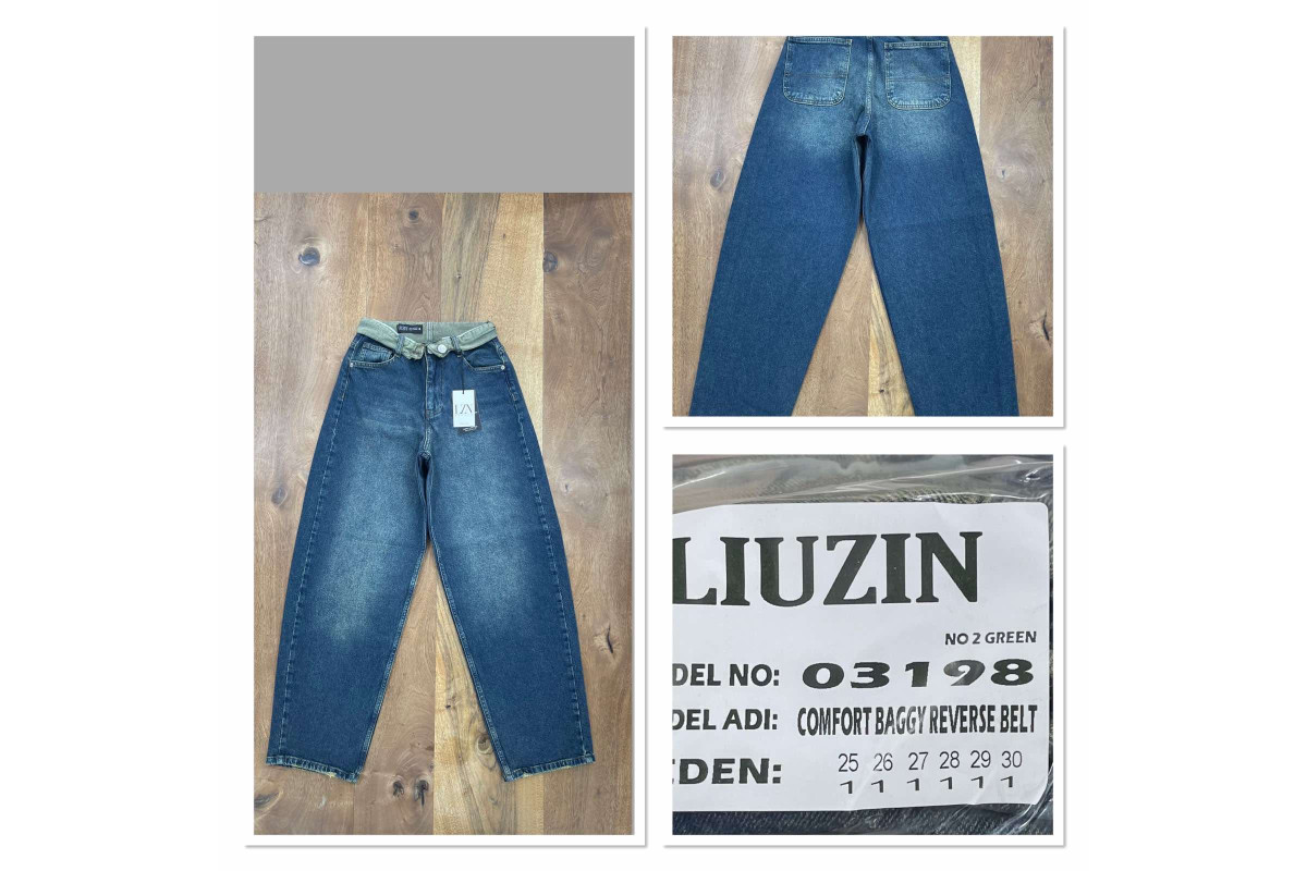 Фото Джинси жіночі LIUZIN JEANS 03198-2 BAGGY ЗЕЛЕНЬ from official site OSKAR™