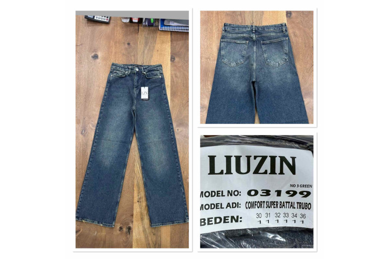 Джинси жіночі LIUZIN JEANS 03199-3 ТРУБИ ЗЕЛЕНЬ