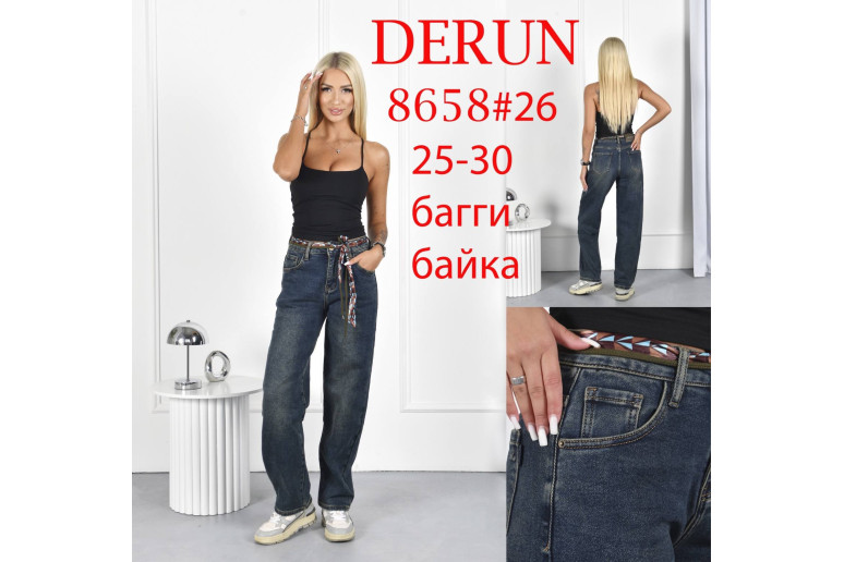 Джинсы женские DERUN JEANS 8658 BAGGY НА БАЙКЕ