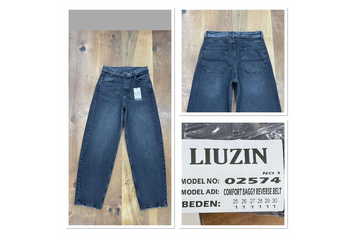 Фото Джинсы женские LIUZIN JEANS 02574-1 BAGGY ГРАФИТ from official site OSKAR™