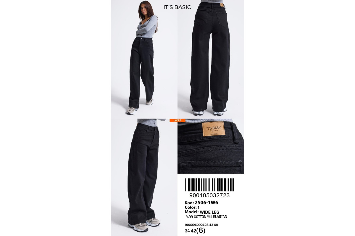Фото Джинси жіночі IT'S BASIC JEANS 2506-1 WIDE LEG ЧОРНИЙ from official site OSKAR™