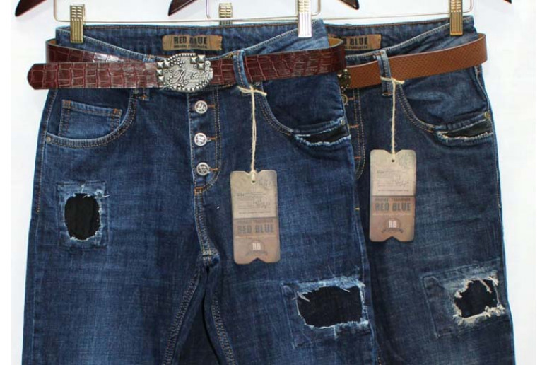 Джинсы женские Турецкие Red blue jeans boyfriend 1028